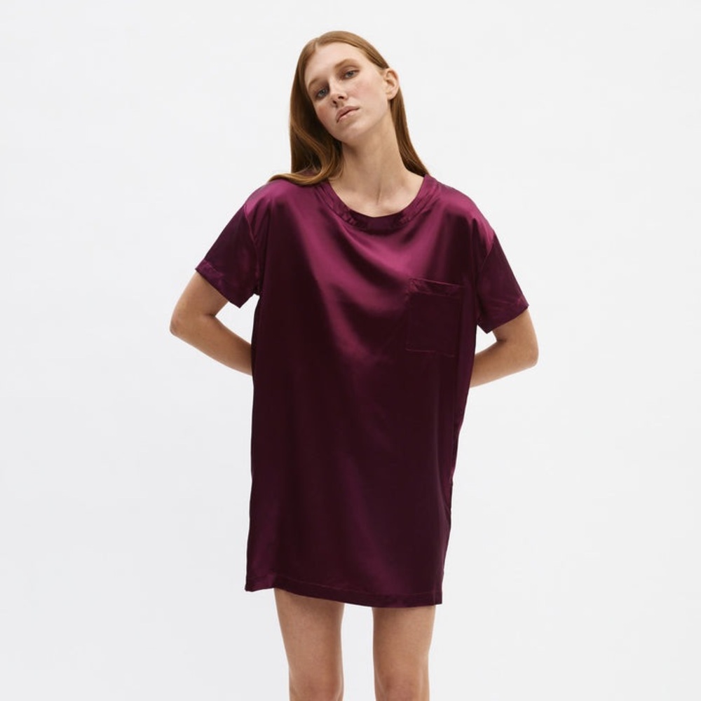 Banana Republic Burgundy Stretch Silk Dress Sz 10